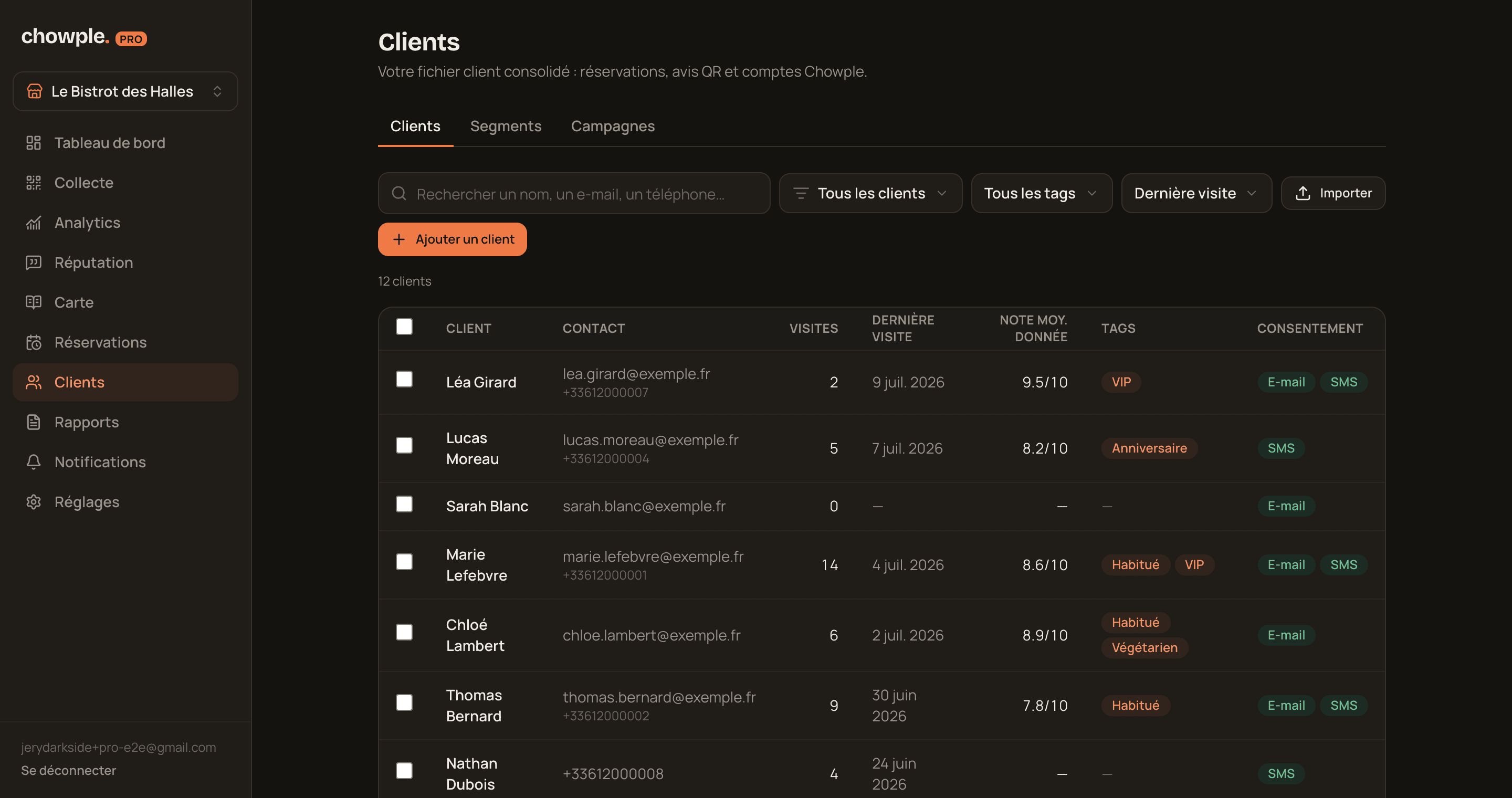 Fichier client